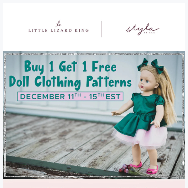 BUY 1 GET 1 FREE Doll Clothing Patterns