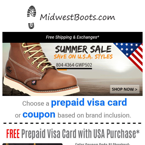 Up to $40 VISA Gift Card with U.S.A. Purchase!
