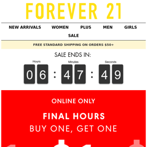 Final Hours: Buy one, get one for $1