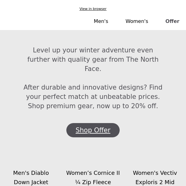 Up to 20% off selected The North Face