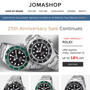 ROLEX ● SEIKO ● CARTIER ● TECHNOMARINE ● DESIGNER FRAGRANCE SALE ● & MORE