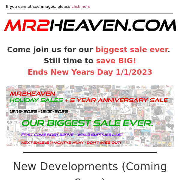 New Developments - HOLIDAY/5 Year Anniversary Sales ARE NOW LIVE! - Still Time to Save BIG!