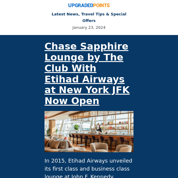 Chase Sapphire Lounge JFK, AA flights for 5k miles, 20% off Virgin Atlantic awards, and more news...