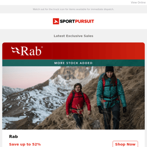 Up to 61% Off: Rab | Xero Shoes | Isadore Cycling Clothing | Dale of Norway | Logo Mania