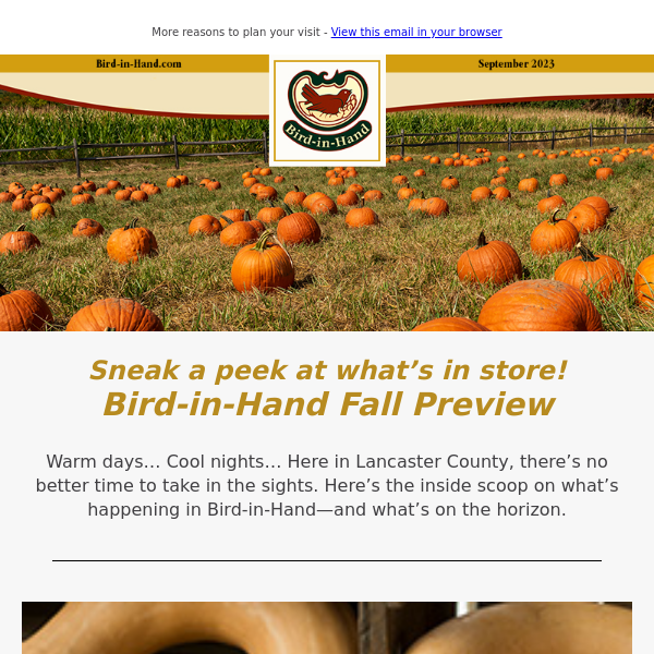 Here’s your Bird-in-Hand Fall Preview!