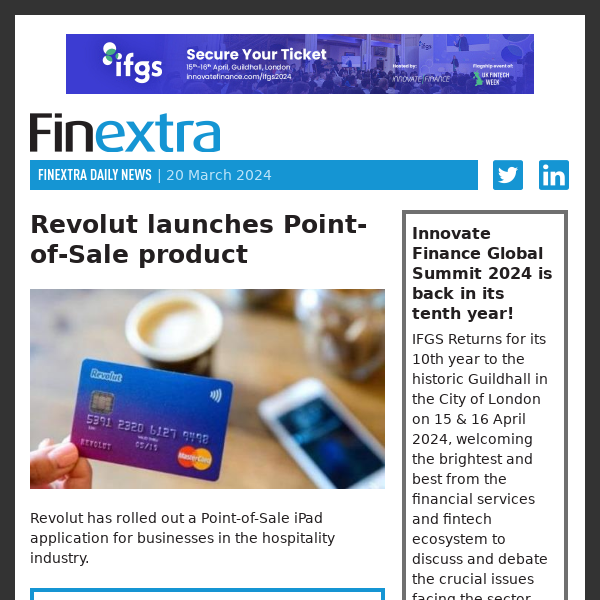 Finextra Daily News: 20 March 2024