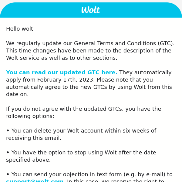 We are updating our General Terms and Conditions