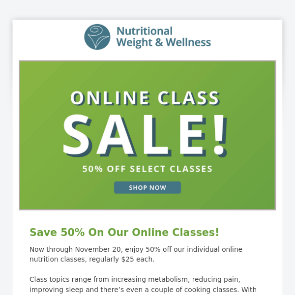 Online Classes On Sale!