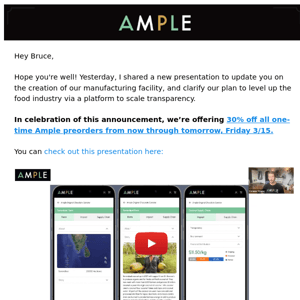 Ample customers update, and get 30% off today and tomorrow
