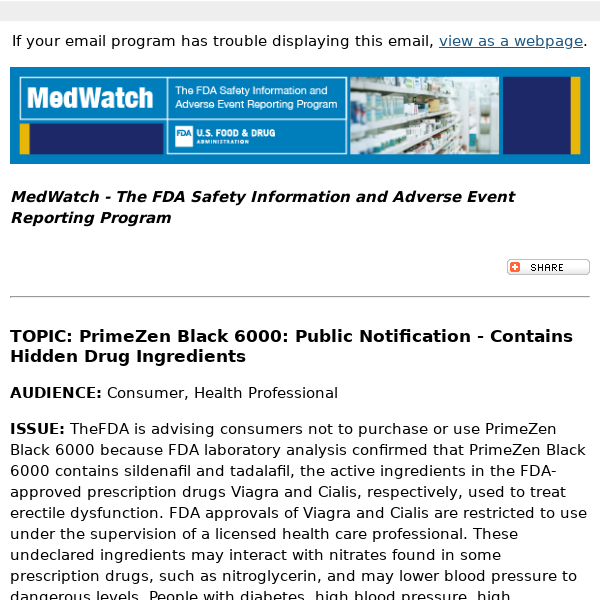 FDA MedWatch - PrimeZen Black 6000