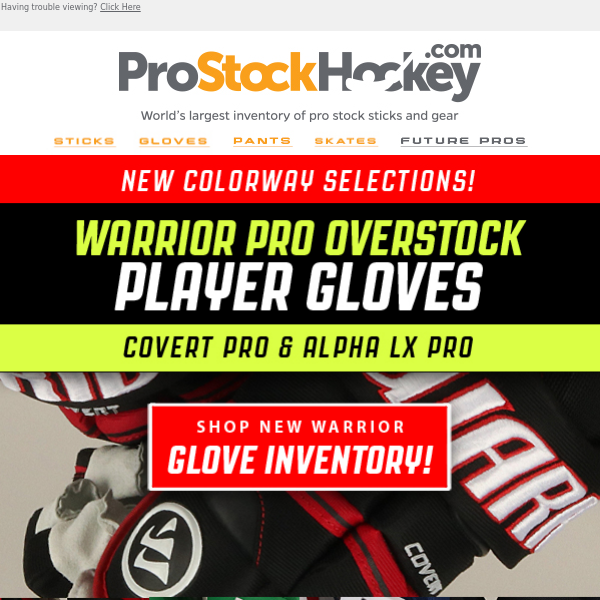 Warrior Pro Stock Gloves – New Colorway Selections!