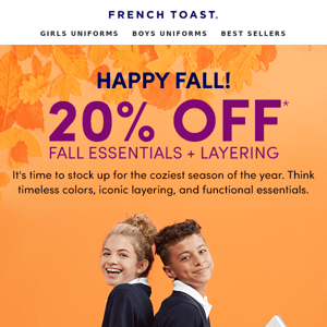 🍁 SAVE 20% 🍂 on fall essentials
