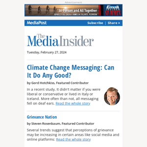 Media Insider: Climate Change Messaging: Can It Do Any Good?