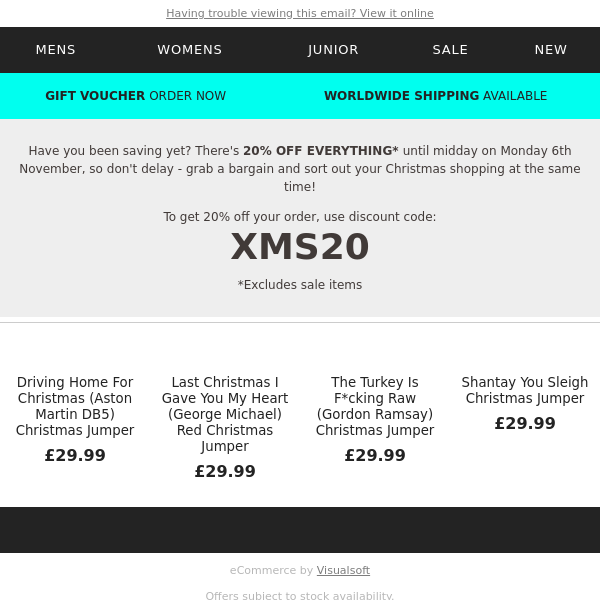 Exclusive Christmas Jumpers; 20% Off Everything!