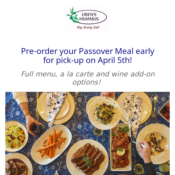 Pre-order your Passover meals now!