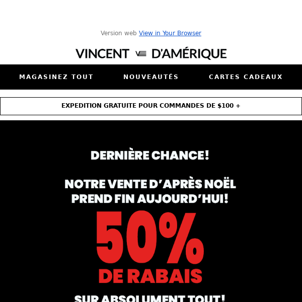 SOLDE D'APRÈS NOËL ! 🚨 : TOUT À 50% DE RABAIS