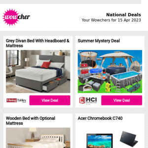 Grey Divan Bed With Headboard & Mattress | Summer Mystery Deal  | Wooden Bed with Optional Mattress | Acer Chromebook C740