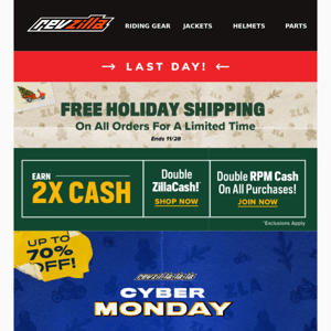 LAST DAY: Free Shipping + 24hrs Of Incredible Cyber Monday Deals