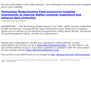 Technology Modernization Fund announces targeted investments to improve digital customer experience and enhance data protection