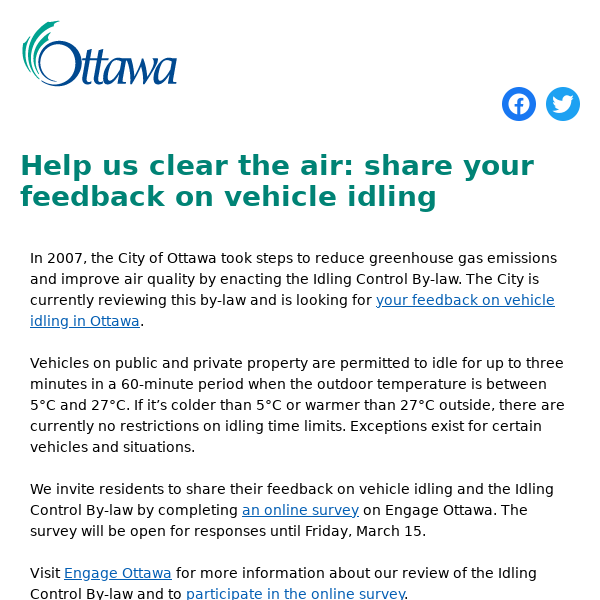 Help us clear the air: share your feedback on vehicle idling