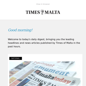 Your Times of Malta news digest for Thursday, 23 November 2023. - Times of  Malta