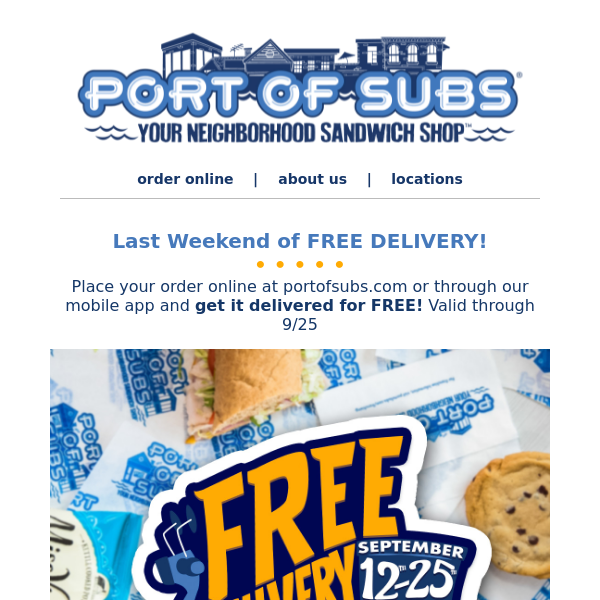 Last Weekend of FREE DELIVERY!