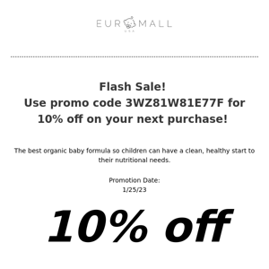 👶Euromallusa 10% off Flash sale start today! (Promo 3WZ81W81E77F)