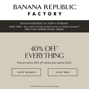 A Win-Win: 40% off everything + extra 20% off