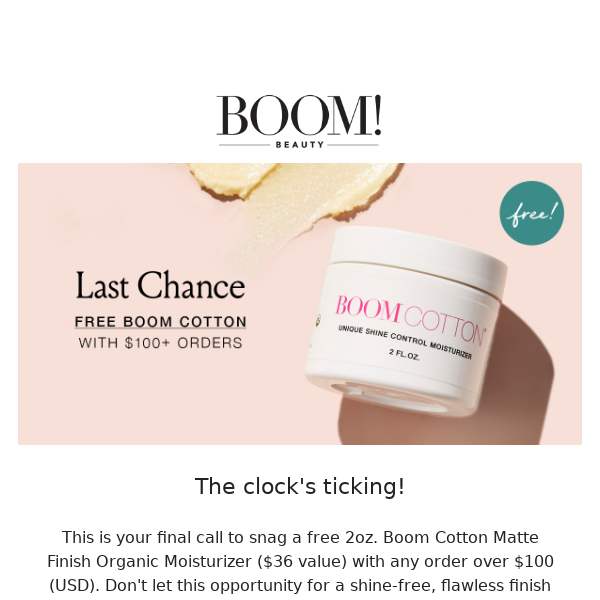 FREE Boom Cotton ends tonight