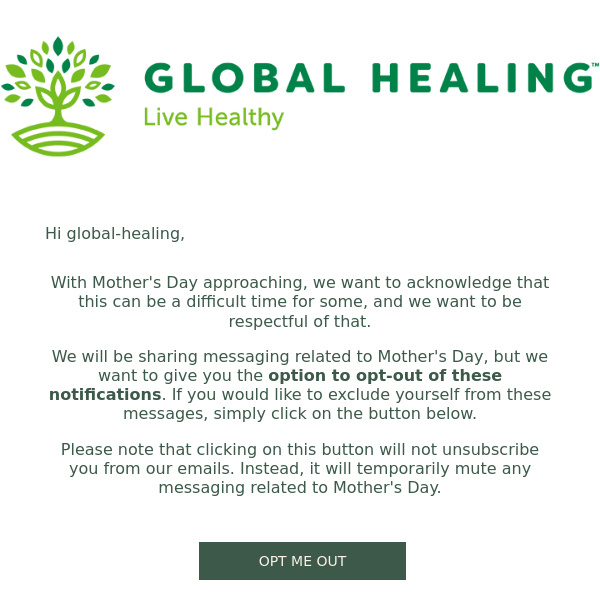 Opt-out of Mothers Day communication