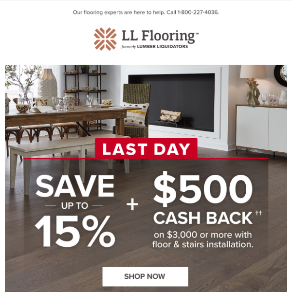 Hurry: Final Day to Save Up to 15% on Flooring + More!