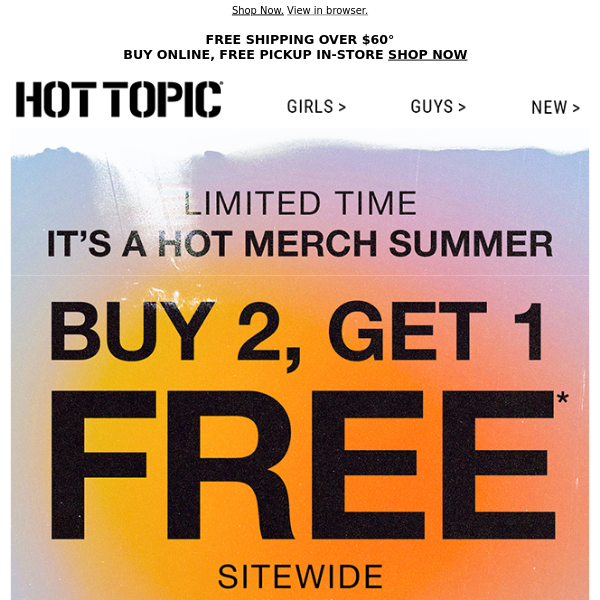 B2G1 Free is BACK. Start your hot merch summer 😎