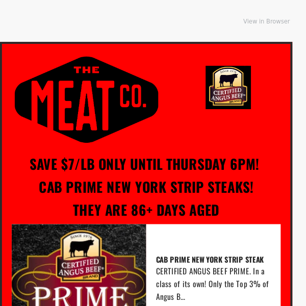 $7 off/lb New York Strip Steaks