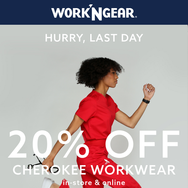 ENDS TODAY: 20% Off Cherokee Workwear