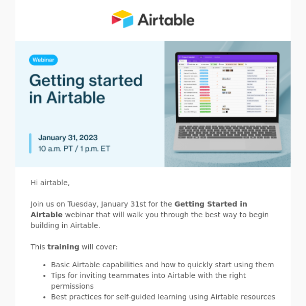 [Live Training] Register now to attend Getting Started in Airtable