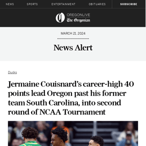 Jermaine Couisnard’s career-high 40 points lead Oregon past his former team South Carolina, into second round of NCAA Tournament