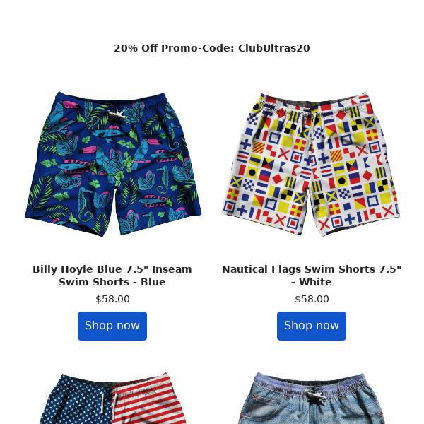 Swim Shorts by Ultras |  20% Off Sale