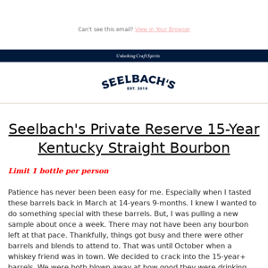 Seelbach's Private Reserve 15-Year Bourbon