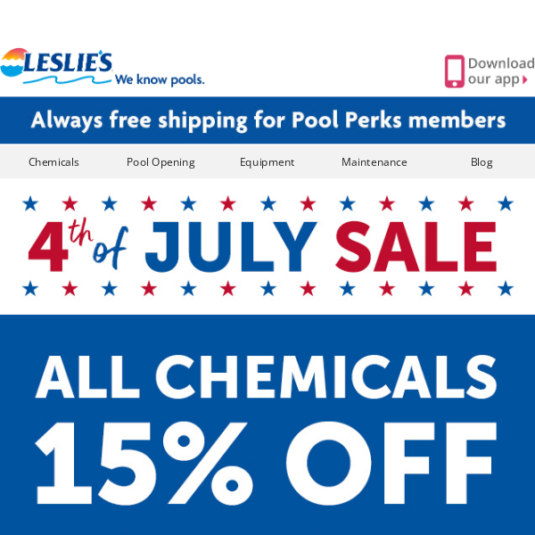 Happening NOW! 💦 15% Off ALL Chemicals