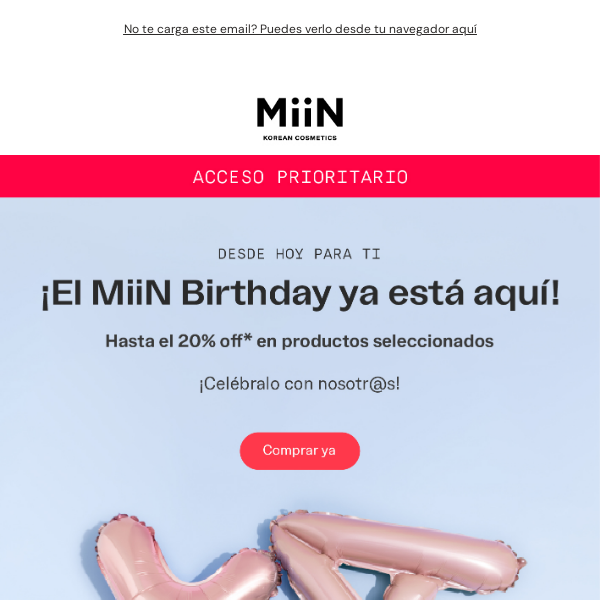 MiiN Birthday 🎈¡Hasta un 20% OFF!