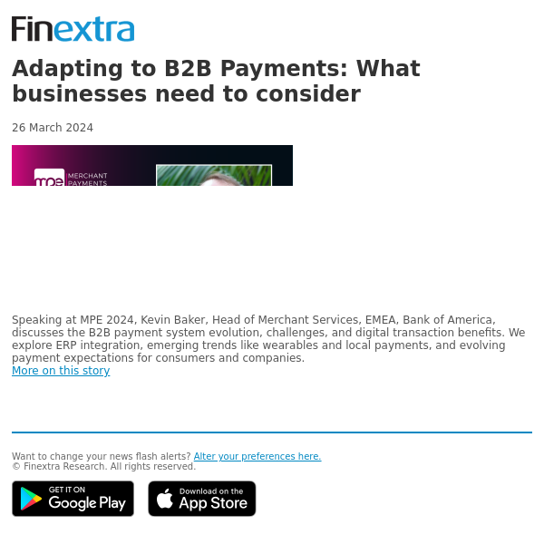Finextra News Flash: Adapting to B2B Payments: What businesses need to consider