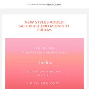 NEW STYLES ADDED -  Up to 70% Off Sale must end FRIDAY.