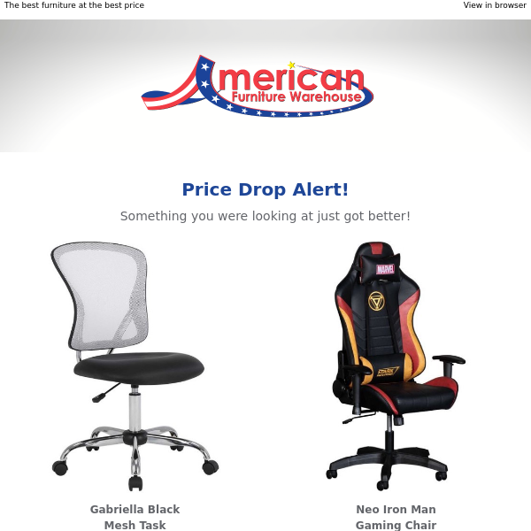 Price Drop Alert: Gabriella Black Mesh Task Chair has a new, lower price.