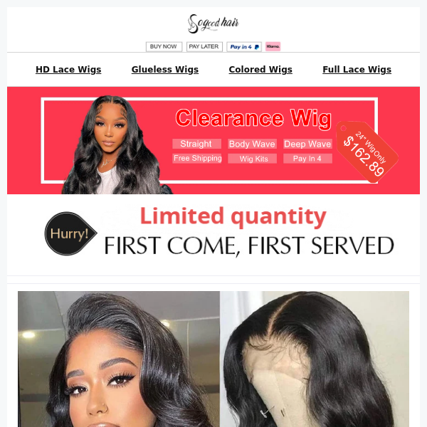 Alert:50% Off Clearance Wig is almost sold out!