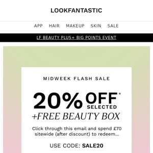 MIDWEEK TREAT: 20% Off + FREE Mystery Beauty Box✨