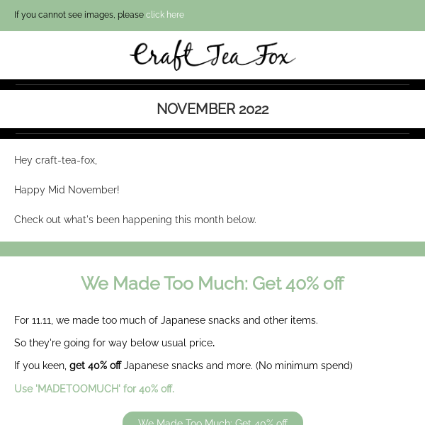 November Updates - Craft Tea Fox