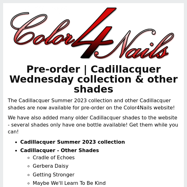 Cadillacquer Summer collection & other shades are now available for pre-order + Clionadh Cosmetics Spring '23 is now available!