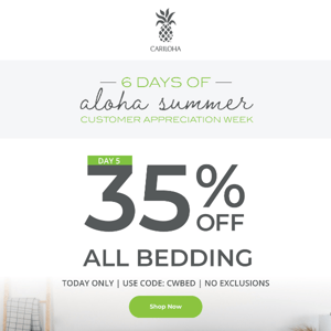 Time is Running Out! 35% Off All Bedding