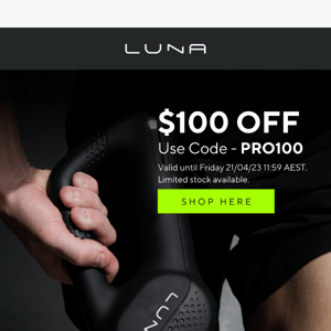 Get $100 off our Luna Pro Massage Gun!