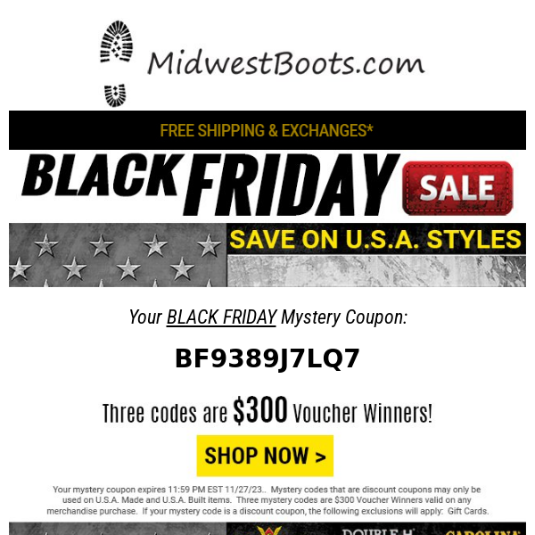 Black Friday MYSTERY Code: Chance to WIN $300 Voucher!